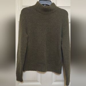 J. Crew Women Forest Green Mockneck Merino Wool Blend Sweater - Size Medium